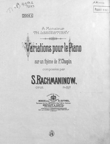 ﻿Variations pour le piano sur un teme de F. Chupin comp. بخار S. Rachmaninov