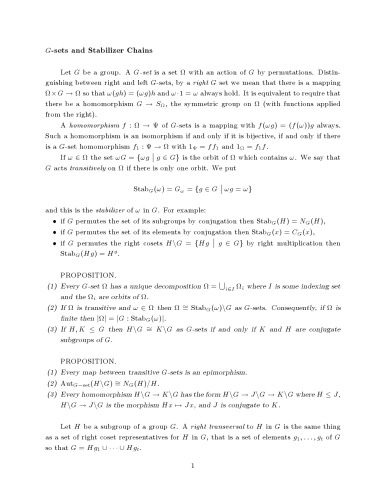 ﻿ست های G و زنجیره های تثبیت کننده [یادداشت های سخنرانی]