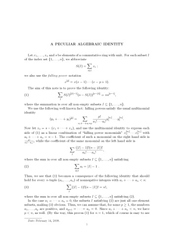 ﻿هویت جبری عجیب و غریب [یادداشت های توضیحی]