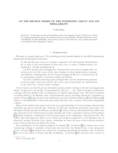 ﻿در مورد ترتیب Bruhat گروه متقارن و پوسته پذیری آن [یادداشت های توضیحی]