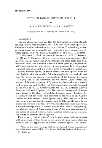 ﻿مقالات و یادداشت های انتخاب شده در مورد فضاهای تابع Banach