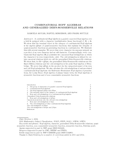 ﻿جبرهای ترکیبی Hopf و معادلات تعمیم یافته Dehn-Sommerville [پیش چاپ]