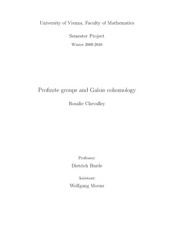 ﻿گروه های Profinite و Galois Cohomology [پایان نامه]