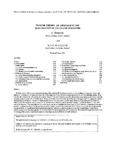 تئوری تویستور: رویکرد به کوانتیزه کردن زمینه ها و فضا-زمان