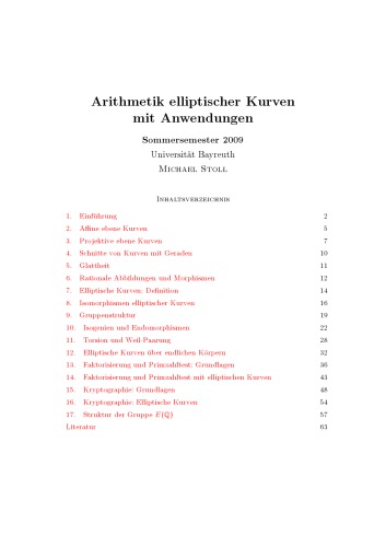 ﻿حساب منحنی های بیضوی با کاربردها [یادداشت های سخنرانی]