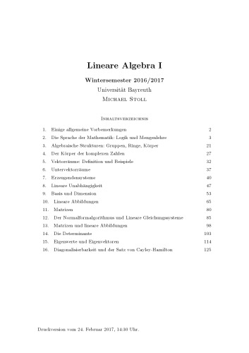 ﻿Lineare Algebra I، WS 2016/2017 [سخنرانی ها]