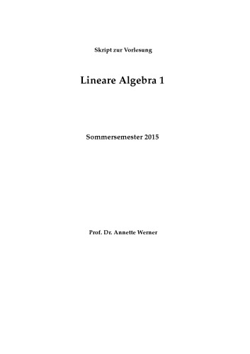 ﻿جبر خطی 1، SS 2015 [یادداشت های سخنرانی]