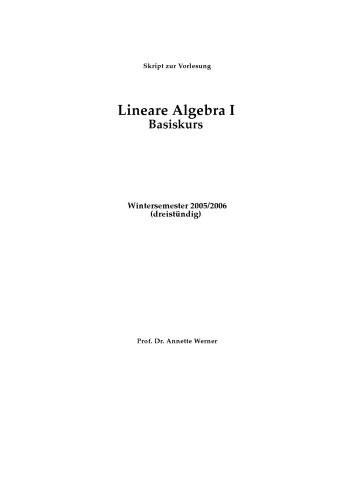 ﻿جبر خطی I: دوره پایه، WS 2005/2006 [یادداشت های سخنرانی]