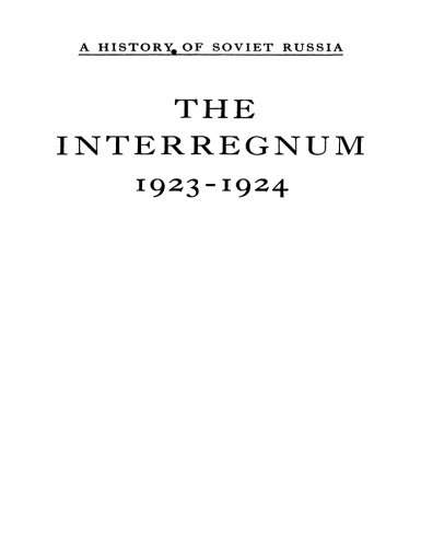﻿The Interregnum: 1923-1924