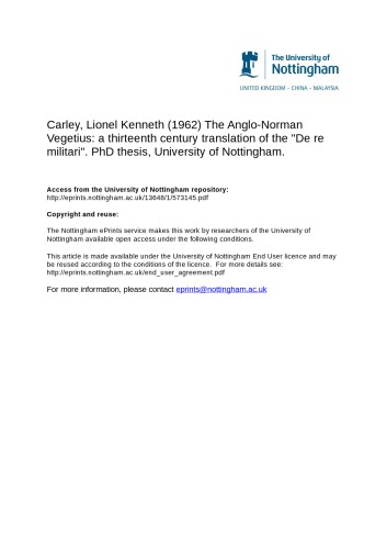 ﻿آنگلو نورمن Vegetius: ترجمه قرن سیزدهمی از De re militari
