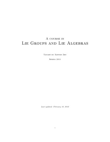 ﻿یک دوره در Lie Groups و Lie Algebras [یادداشت های سخنرانی]