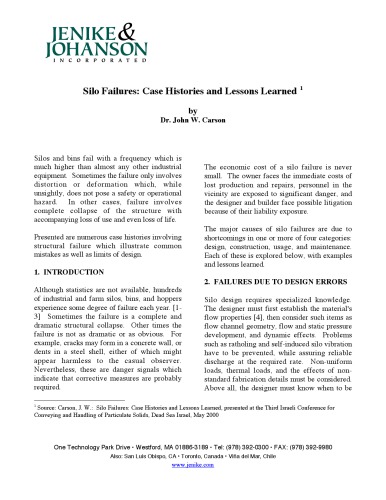 ﻿شکست های سیلو: تاریخچه های موردی و درس های آموخته شده