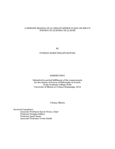 ﻿خوانشی فمینیستی از سخنرانی لا ویه در بخش ژان دو میون از Le roman de la rose [دکتری]
