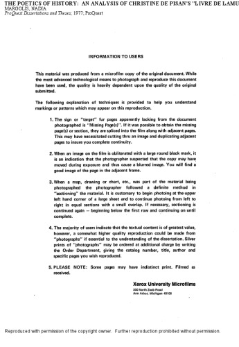 ﻿شعرهای تاریخ: تحلیلی از Livre de la mutacion de fortune کریستین دو پیزان [PhD diss]