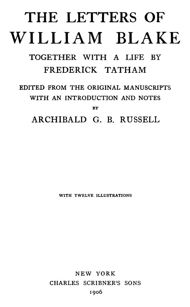 ﻿نامه های ویلیام بلیک