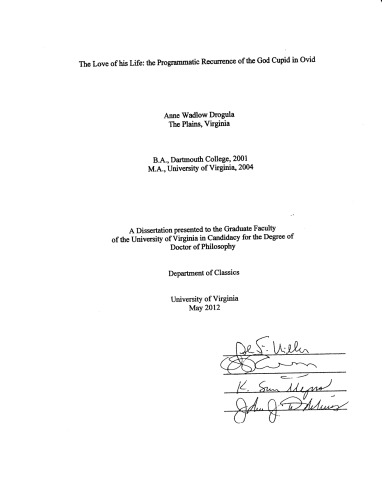 ﻿عشق زندگی او: عود برنامه ای خدای کوپید در اوید [پایان نامه]