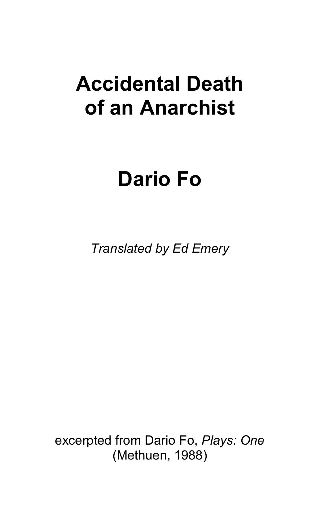 ﻿مرگ تصادفی یک آنارشیست [از Dario Fo: Plays One]