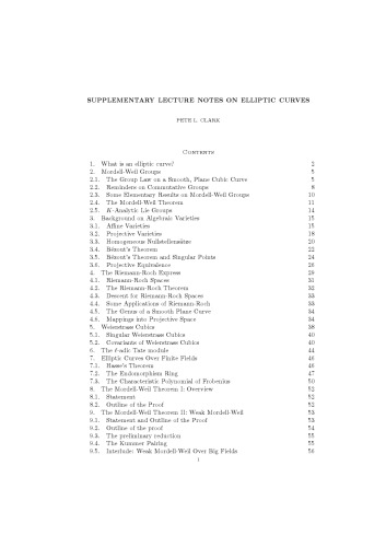 ﻿یادداشت های سخنرانی در مورد منحنی های بیضوی [یادداشت های سخنرانی]