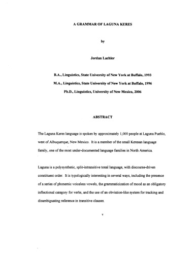 ﻿دستور زبان لاگونا کرس [پایان نامه دکتری]