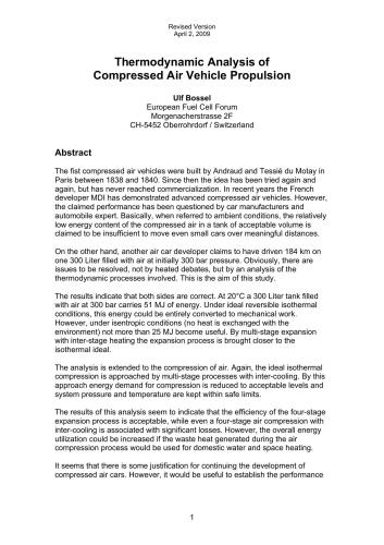 ﻿تجزیه و تحلیل ترمودینامیکی پیشرانه وسایل نقلیه هوای فشرده