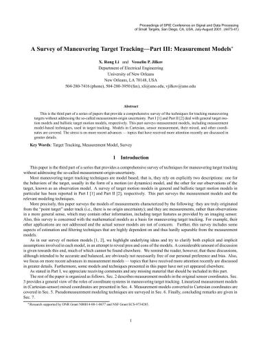 ﻿بررسی ردیابی هدف مانور: بخش سوم - مدل های اندازه گیری