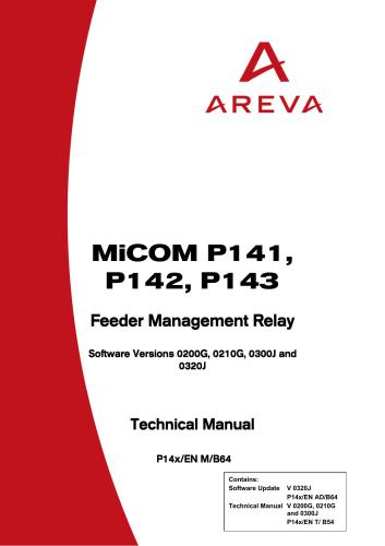 ﻿آروا MiCOM P141-P143 - رله مدیریت فیدر. راهنمای فنی
