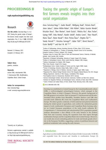 ﻿ردیابی منشأ ژنتیکی اولین کشاورزان اروپا، بینش هایی را در مورد سازمان اجتماعی آنها آشکار می کند