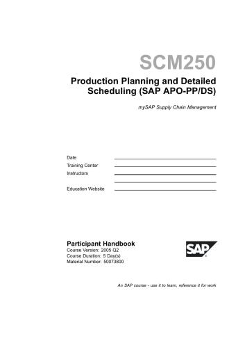 ﻿SAP SCM250 - برنامه ریزی تولید و برنامه ریزی دقیق (SAP APO-PP / DS)