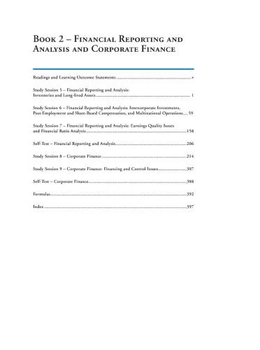 ﻿یادداشت های شوسر 2016. CFA. سطح 2. کتاب 2: گزارشگری مالی و تجزیه و تحلیل و امور مالی شرکت