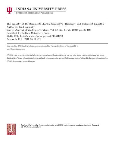 ﻿پیش پا افتاده بودن سند. «هولوکاست» و همدلی ناباطلانه چارلز رزنیکف