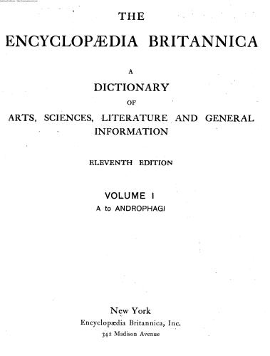 ﻿دایره المعارف بریتانیکا. چاپ یازدهم. جلد 1