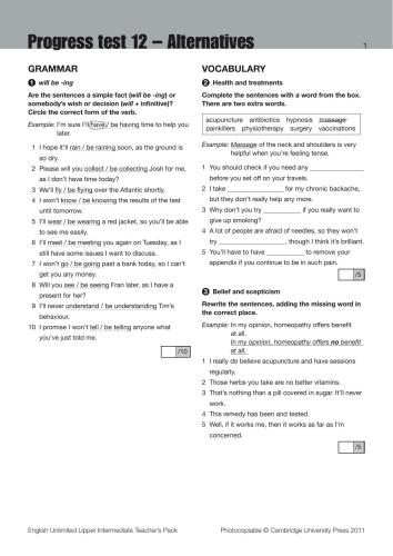 ﻿انگلیسی نامحدود. متوسط ​​به بالا. کتاب درسی (B2). تست پیشرفت 12