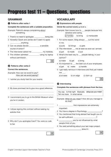 ﻿انگلیسی نامحدود. متوسط ​​به بالا. کتاب درسی (B2). آزمون پیشرفت 11