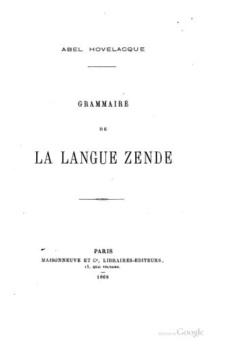 ﻿Grammaire of langue zende