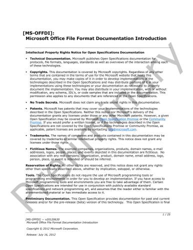 ﻿Microsoft Corp. Microsoft Office File Formats - MS-OFFDI: Microsoft Office File Format Documentation معرفی