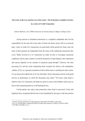 ﻿قانون نامه و قانون نامه: حمایت های موجود برای طرفین در معامله اعتبار اسنادی