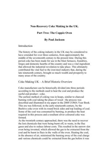 ﻿تولید کک غیر بازیابی در انگلستان. قسمت دوم: فر کوپه