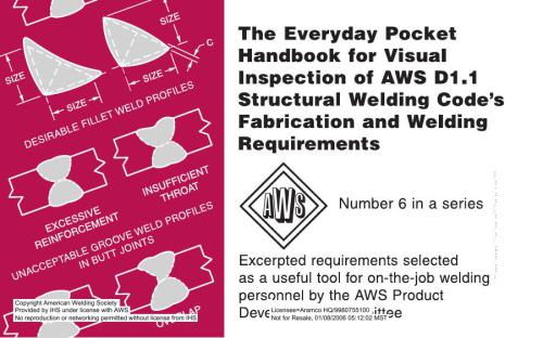 ﻿AWS PHW-6 The Everyday Pocket Handbook for Visual Inspection of AWS D1.1 Structural Welding Codes ساخت و الزامات جوشکاری