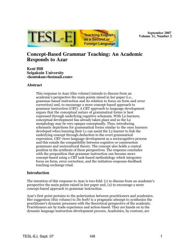 ﻿آموزش گرامر مبتنی بر مفهوم Hill K.: یک دانشگاهی به آذر پاسخ می دهد