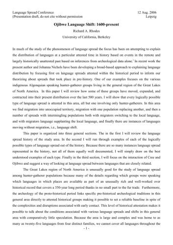 ﻿Ojibwe Language Shift 1600-اکنون
