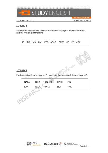 ﻿شبکه استرالیا مطالعه آمادگی آیلتس انگلیسی. قسمت 09. ADHD
