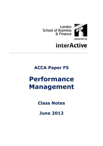 ACCA F5 مدیریت عملکرد 2011