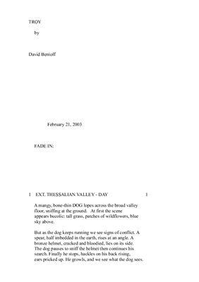 ﻿فیلمنامه تروی اثر دیوید بنیوف