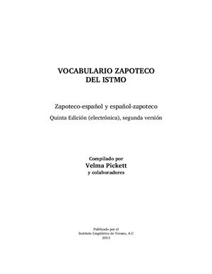 ﻿واژگان Zapotec از Isthmus: اسپانیایی-Zapotec و Zapotec-اسپانیایی