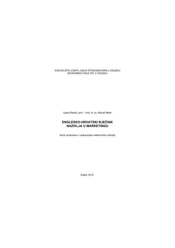 ﻿فرهنگ لغت انگلیسی-کرواسی اصطلاحات در بازاریابی