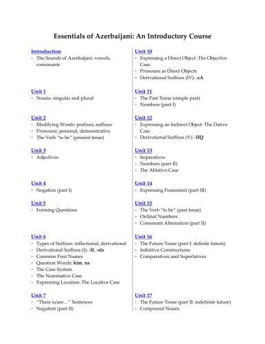 ﻿ملزومات زبان آذربایجانی: دوره مقدماتی (1/3)