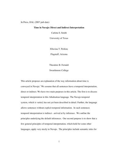 ﻿زمان در ناواهو: تفسیر مستقیم و غیر مستقیم