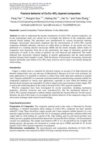 ﻿رفتار شکست کامپوزیت های لایه ای Cu/Cu-WCP