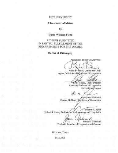 ﻿دستور زبان ماتسس (پایان نامه)