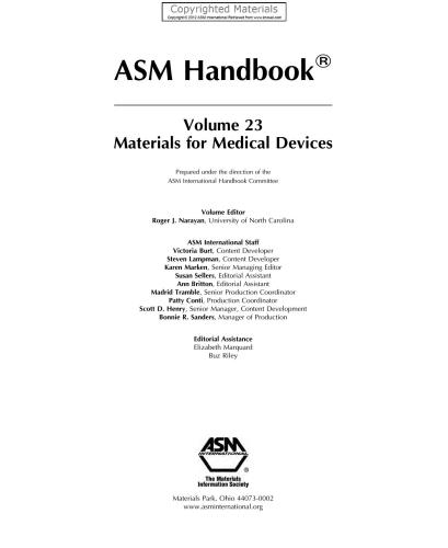 ﻿کتاب دستی ASM Metals Vol. 23 - مواد برای تجهیزات پزشکی